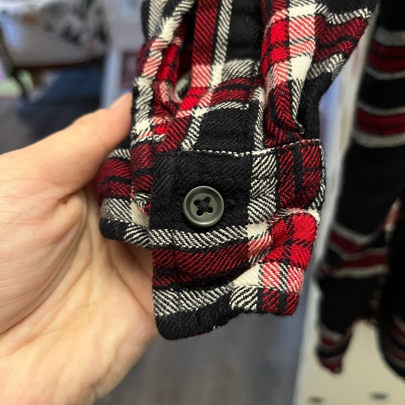 PLAID LONG SLEEVE T-SHIRT BUTTON DOWN DRESS - Picture 3 of 4